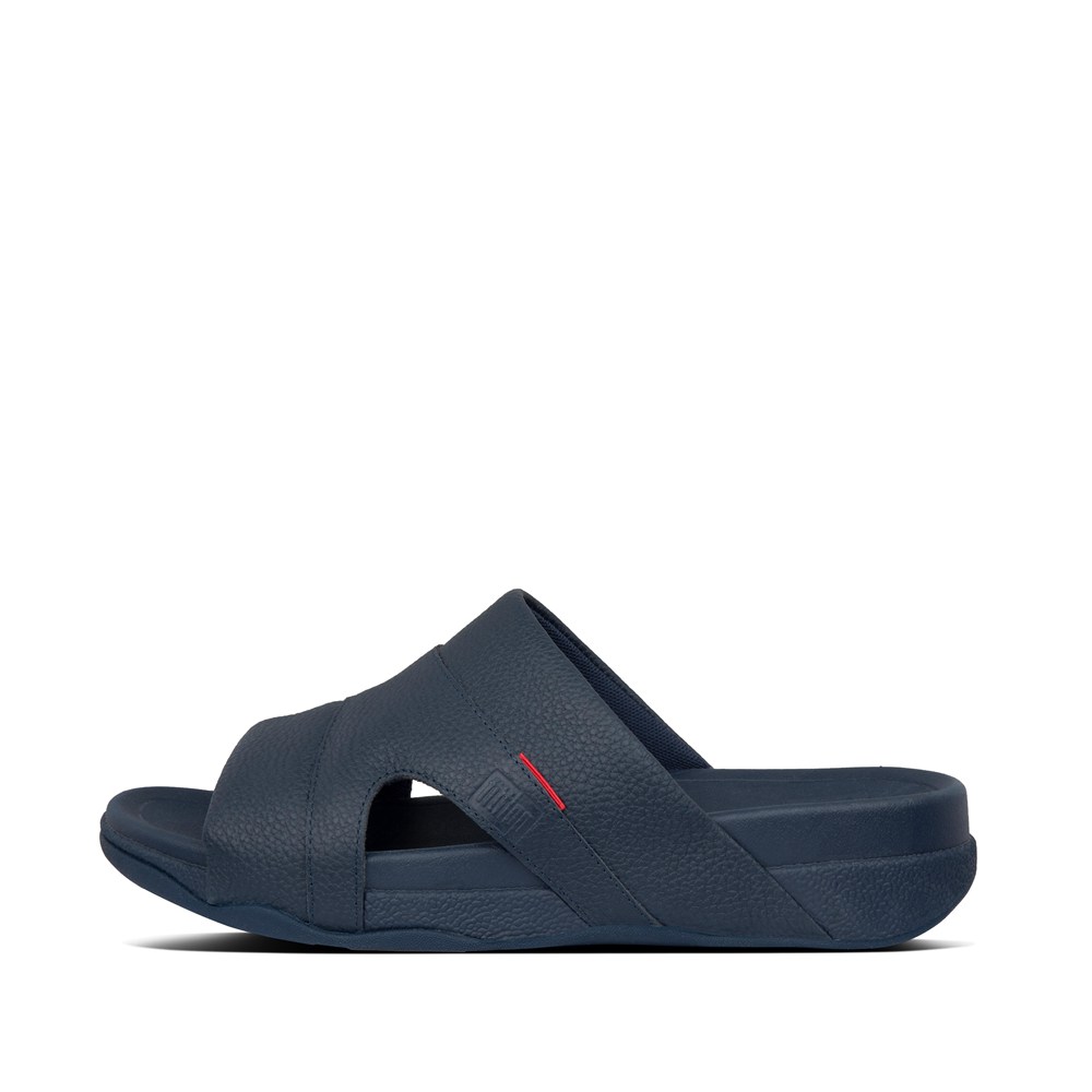 Fitflop Man Slides Navy - Freeway Leather Pool - AI1648725